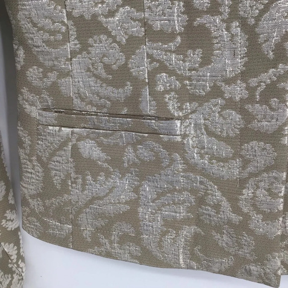 Theory Vintee Antique Jacquard Champagne/Silver Blazer/Jacket Evening NWT Size 0 - Picture 7 of 9